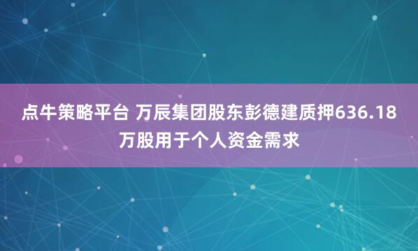点牛策略平台 万辰集团股东彭德建质押636.18万股用于个人资金需求
