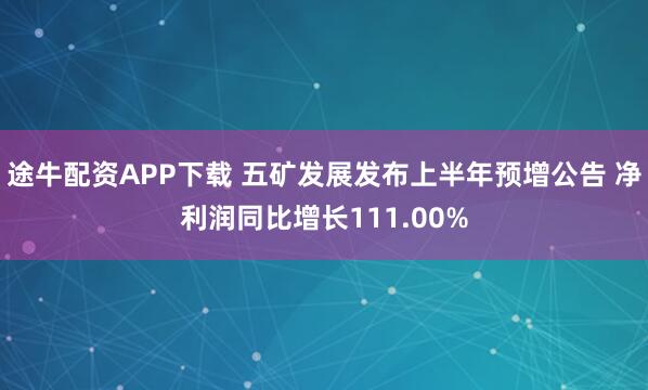 途牛配资APP下载 五矿发展发布上半年预增公告 净利润同比增长111.00%